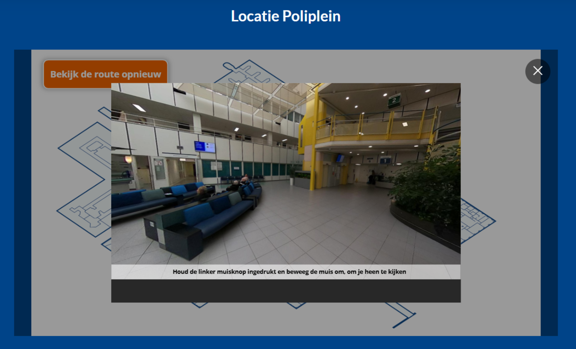 De e-learning is zo realistisch mogelijk gemaakt met 3D foto's, zodat de deelnemers rond kunnen kijken in de ruimtes
