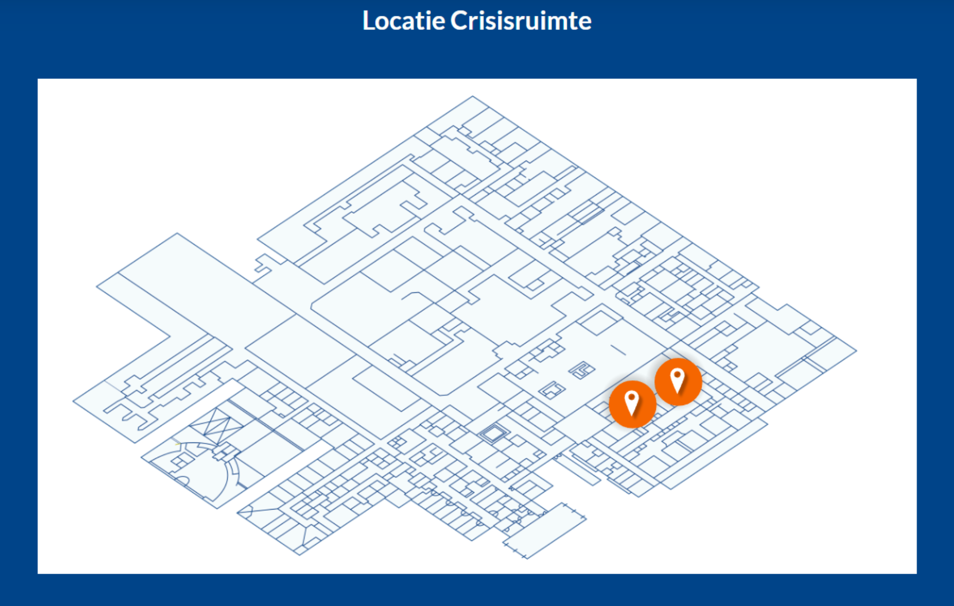 Op een plattegrond is ingetekend waar de verschillende ruimtes zich bevinden