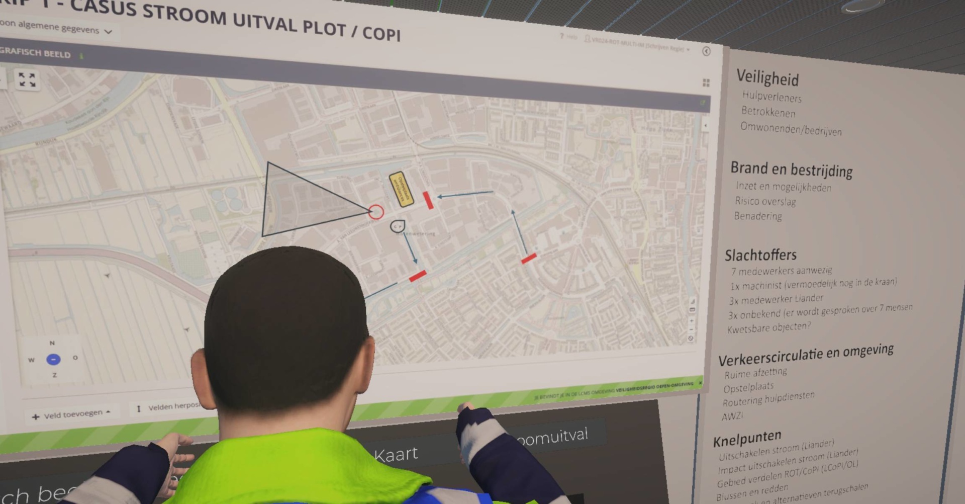 Alle functionarissen in de CoPI-bak kijken naar het LCMS